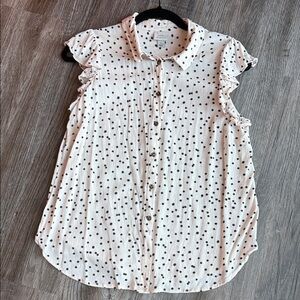 a new day White and Black Polka Dot Button-Down Shirt